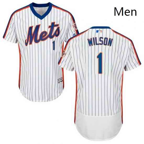 Mens Majestic New York Mets 1 Mookie Wilson White Alternate Flex Base Authentic Collection MLB Jersey